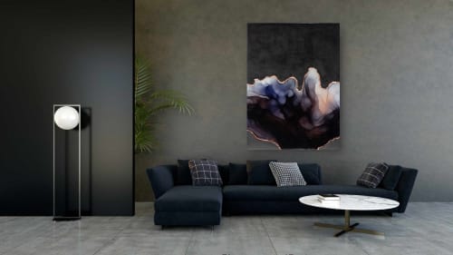 'BLACK ORCHID II' - Epoxy Resin Black and White Abstract | Mixed Media by Christina Twomey Art + Design