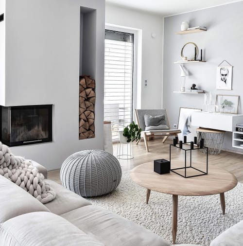 Large Knitted Pouffe | Benches & Ottomans by Zuri House