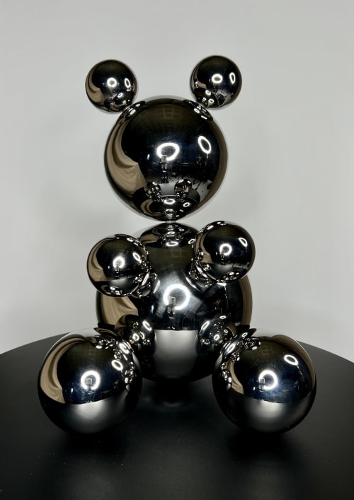 Middle Stainless Steel Bear Gabriel | Sculptures by IRENA TONE