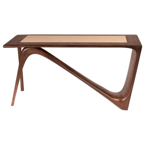 Amorph Astra Desk, Graphite Walnut with Top leather | Tables by Amorph