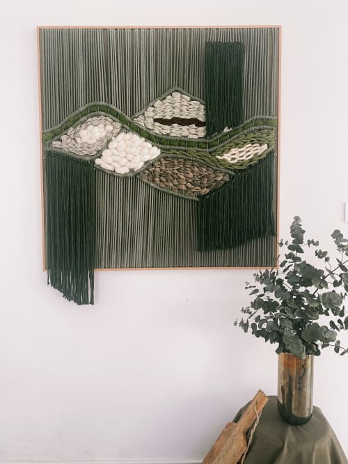 Eucalyptus-Macrame Handwoven Framed Textile Art | Wall Hangings by Ranran Design Studio by Belen Senra