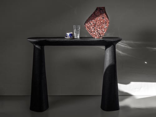 Black Stone Console Table - Toki Series in Bio Concrete | Tables by Donatas Žukauskas