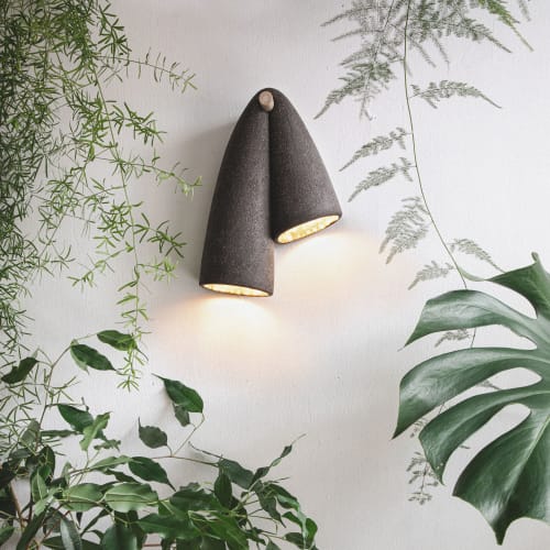 Black Melo Sconce - Minimalist Ceramic Ambient Lighting | Sconces by Catalin Filip