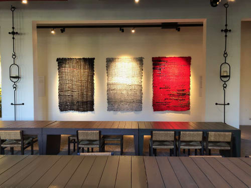 Balance, Moonlight and Papaver Oriëntale, 3 tapestries | Wall Hangings by Waste Textiles Artist Femke van Gemert | Restaurant De Zusters in Maarssen