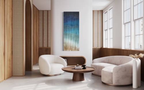 WAVES Coastal Fiber Art | Ocean Wall Hanging | Dyed Textile | Tapestry in Wall Hangings by Wallflowers Hanging Art