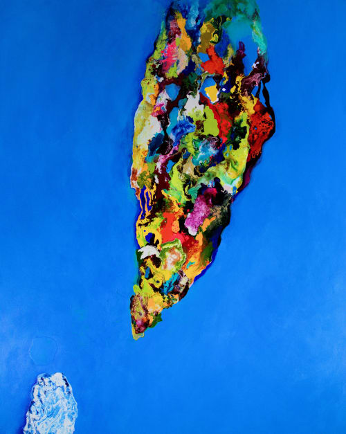 Vertical Blue 2 Abstract Painting | Oil And Acrylic Painting in Paintings by Elyse Martin Large Abstract Paintings