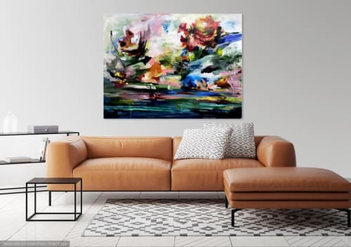 Double Water Lilies | Paintings by Marie Manon Art | Private Residence in Calgary