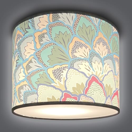 Proud Peacock Ceiling Drum | Flush Mounts by Robin Ann Meyer