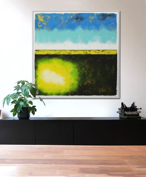 Mr. Greenfield Blue Sky - Incl frame | Paintings by Ronald Hunter | Roxier Art Gallery in Rotterdam