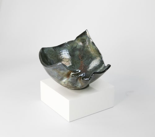 Arctic Ash - Raku Ceramic Bowl | Sculptures by Manuela Oprea