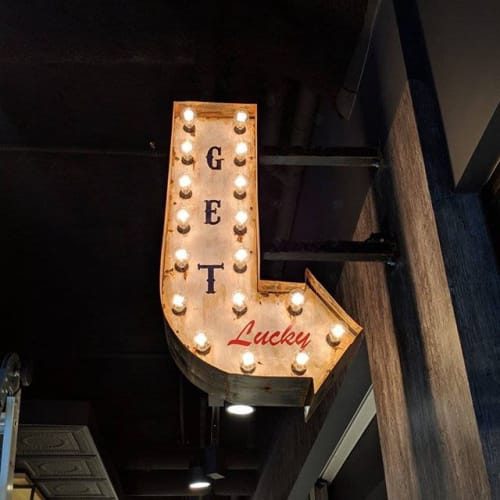 Vintage Marquee Lights - "Get Lucky" Arrow | Lighting by Vintage Marquee Lights | Moxy Atlanta Midtown in Atlanta