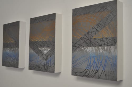 Modular pattern behind CCG series blue and black | Paintings by Margot Waller Madgett