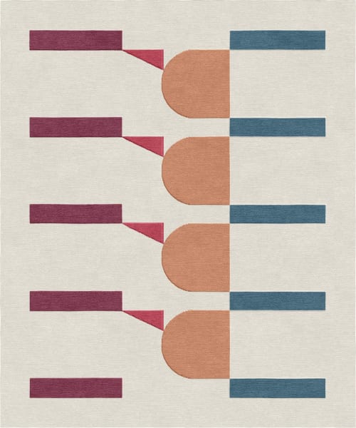 Rug Googie pattern hand-knotted beige | Area Rug in Rugs by Atelier Tapis Rouge