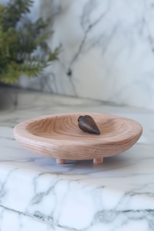 Footed Bowl | Red Oak | Decorative Objects by Indwell