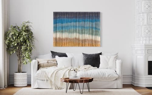 WAVES Hand Dyed Custom Wall Hanging, Fiber Art Tapestry | Wall Hangings by Wallflowers Hanging Art
