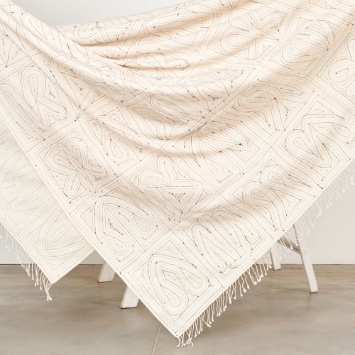 Katha Organic Cotton Hand Embroidered Queen Size Bedspread | Linens & Bedding by Studio Variously