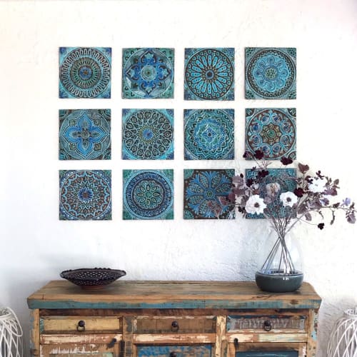Set of 12 Handmade Tiles | Wall Hangings by GVEGA