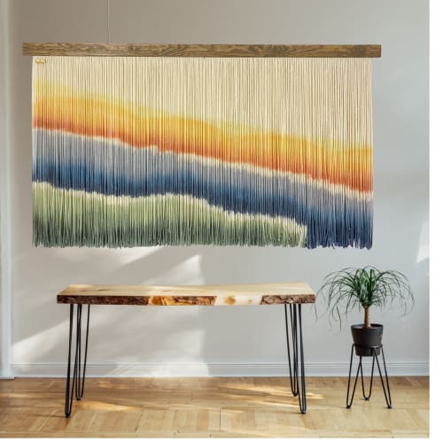 Abstract Art Large Canvas Wool Wall Art-ZORKE XII | Macrame Wall Hanging by Olivia Fiber Art