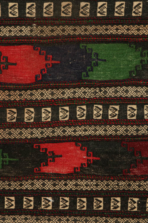Vintage Afghan Kilim, with Polychromatic Striped Patterns | Rugs by Rug and Kilim