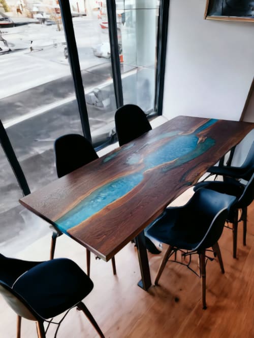 epoxy dining table, blue epoxy table, epoxy table, tabletop | Tables by Innovative Home Decors