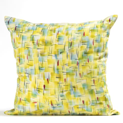 "Japan" hand-painted 100% silk cushion cover | Pillows by Natalia Lumbreras