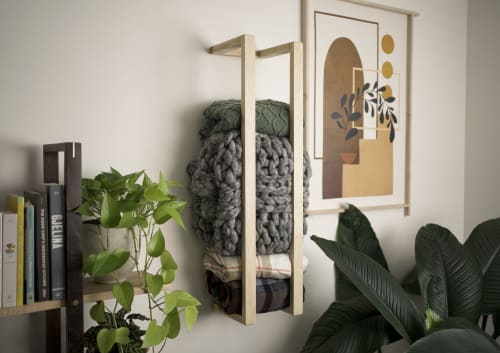 Modern Blanket Wall Rack - White Maple | Furniture by THE IRON ROOTS DESIGNS