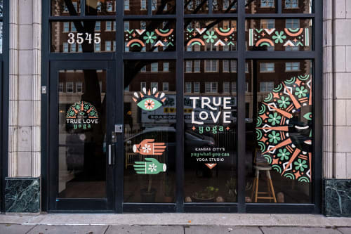 True Love Yoga Window Signage | Signage by Travis Stewart | True Love Yoga in Kansas City