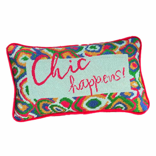 hand-embroidered needlepoint CHIC HAPPENS! * OOAK | Pillows by Mommani Threads