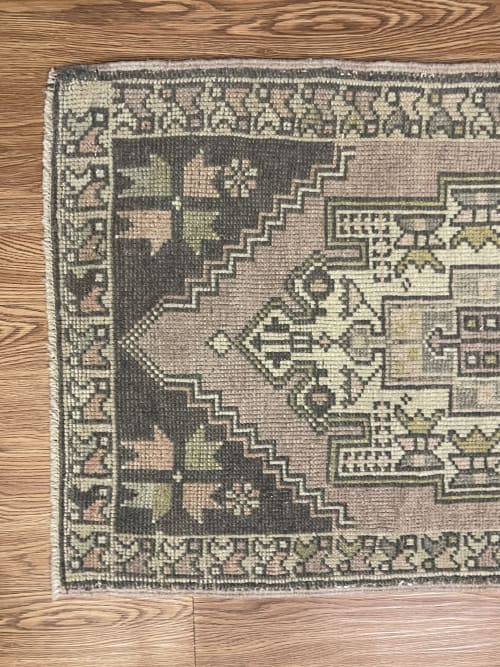 Hand-woven Turkish Rug Doormat| 1.11 x 3.6 | Small Rug in Rugs by Wool and Rug