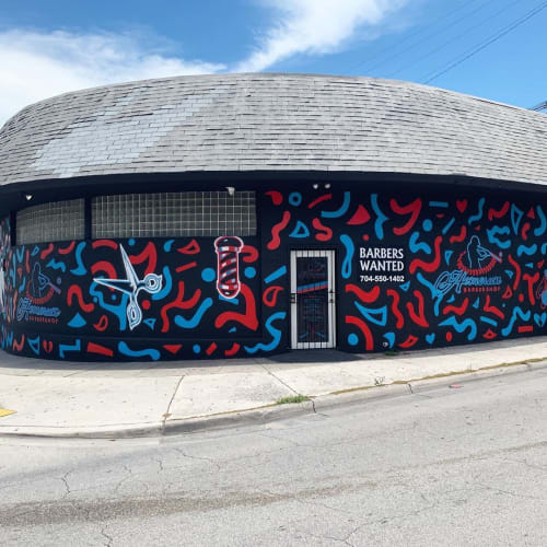 Exterior Mural | Murals by Jonathan Olaya | Homerun Barbershop in Miami