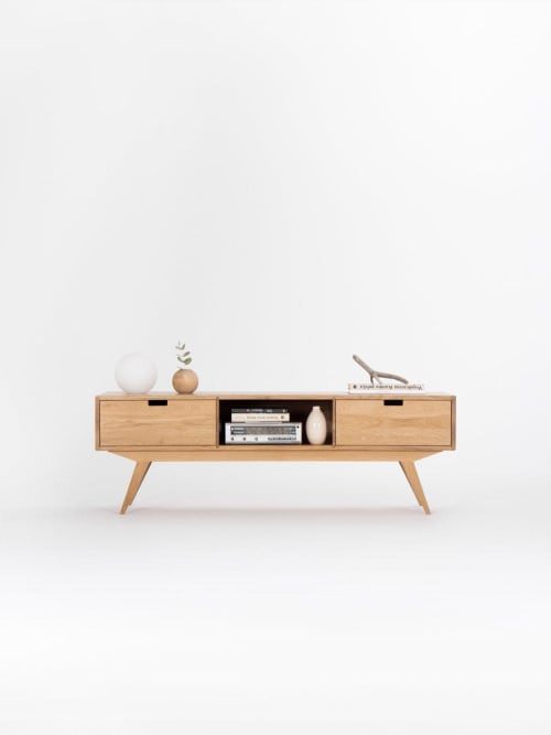 Media console, TV stand record player made of solid oak wood | Furniture by Mo Woodwork | Stalowa Wola in Stalowa Wola