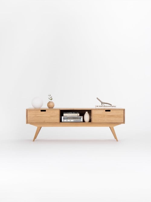 HEIM - Media console, TV stand record player solid oak | Storage by Mo Woodwork | Stalowa Wola in Stalowa Wola