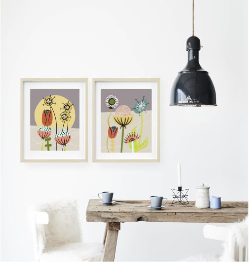 Pollen Day/Stay Gold - Mid Century Botanical Print Set | Paintings by Birdsong Prints