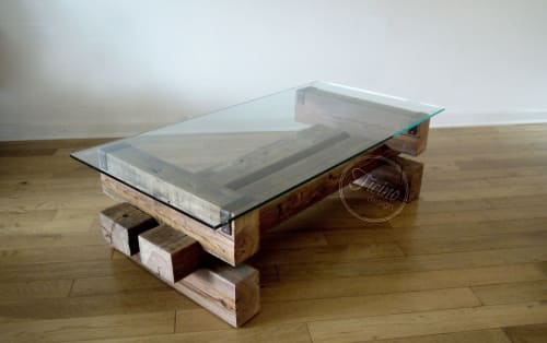 Rustic Coffee Table. Barn Wood Coffee Table. Glass Table | Tables by Ticino Design