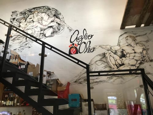 Indoor Mural | Murals by Natilla Rivera | Aglio e Olio Wood-Fired Italian Restaurant in Guaynabo