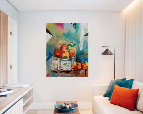 Peaches | Mixed Media by By Amelie Art