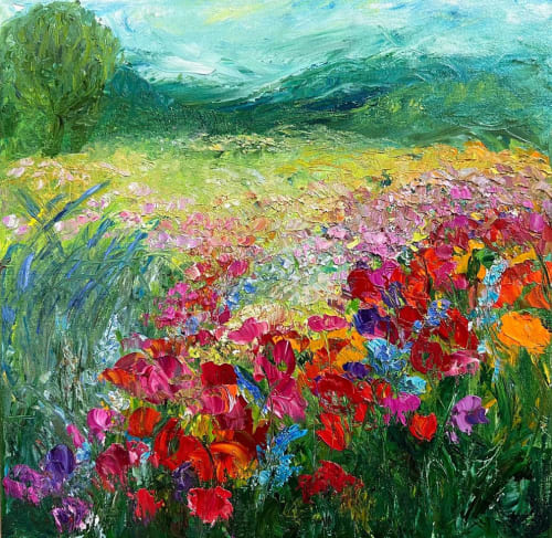 Valley Wild Flowers | Oil And Acrylic Painting in Paintings by Checa Art