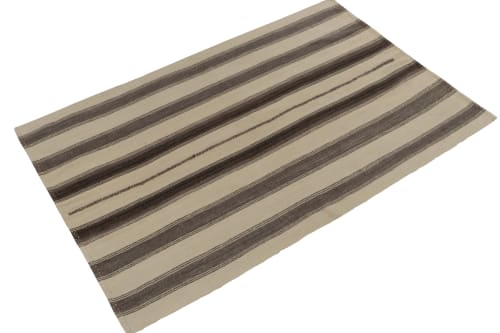 Vintage Kilim rug in Beige, Brown Striations by Rug & Kilim | Rugs by Rug and Kilim