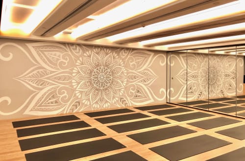 Blue Mandala Yoga Studio Mural by Urbanheart at Century Avenue, Pudong Xinqu