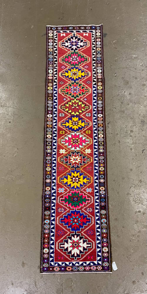 Vintage Herki Turkish Rug Runner | 2.11 x 13.4 | Area Rug in Rugs by Wool and Rug