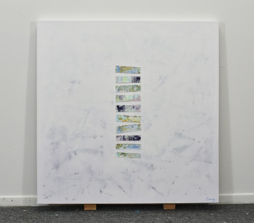 Blissful Moments acrylic painting on canvas with collage | Mixed Media by Lisa Fine Art