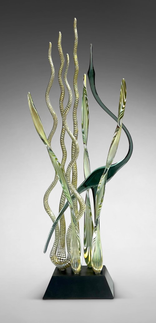 Waters Edge Dancing Heron - Silverado | Sculptures by Warner Whitfield Designs,  Glass art sculpture