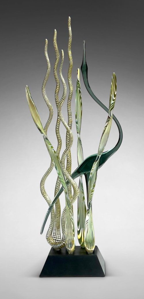 Waters Edge Dancing Heron - Silverado | Sculptures by Warner Whitfield Designs,  Glass art sculpture