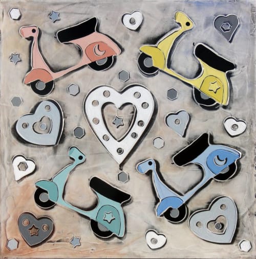 Vespe IV | Mixed Media in Paintings by Andrea Benetti