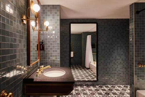 Sustainable Black White Shower Shower Floor Tile By Design And
