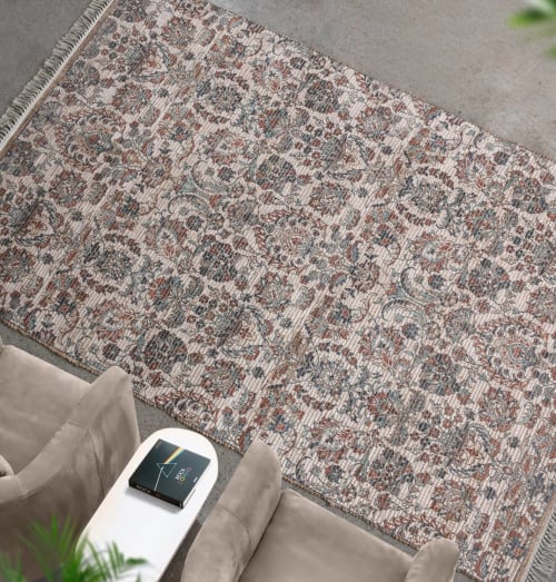 UMZING Handmade printed Jute Polyester Chenille Rug | Rugs by Selligram