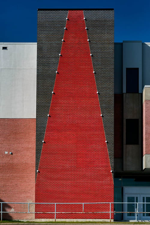 TAPIS ROUGE | Public Sculptures by COOKE-SASSEVILLE | Polyvalente C-E Pouliot in Gaspé