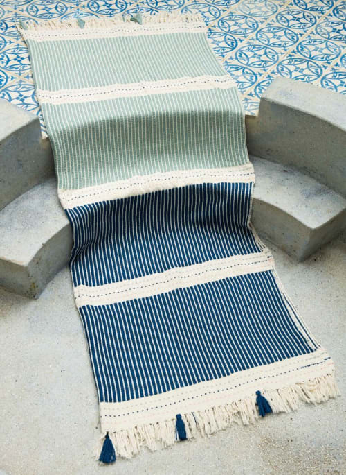 Large Naidi Blue Throw | Linens & Bedding by Zuahaza by Tatiana