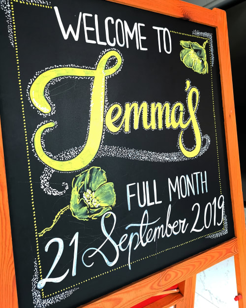 Chalk Art for Jemma's 1st Full Month | Art Curation by Chalkboardartiste