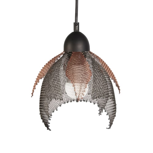 Steel Wire Mesh and Copper Pendant Light  10" t x 8.5"w | Pendants by Anne Lindsay Studio